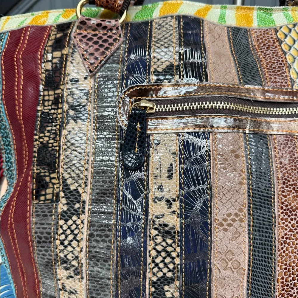 Fringed Multicolor Leather Tote Bag